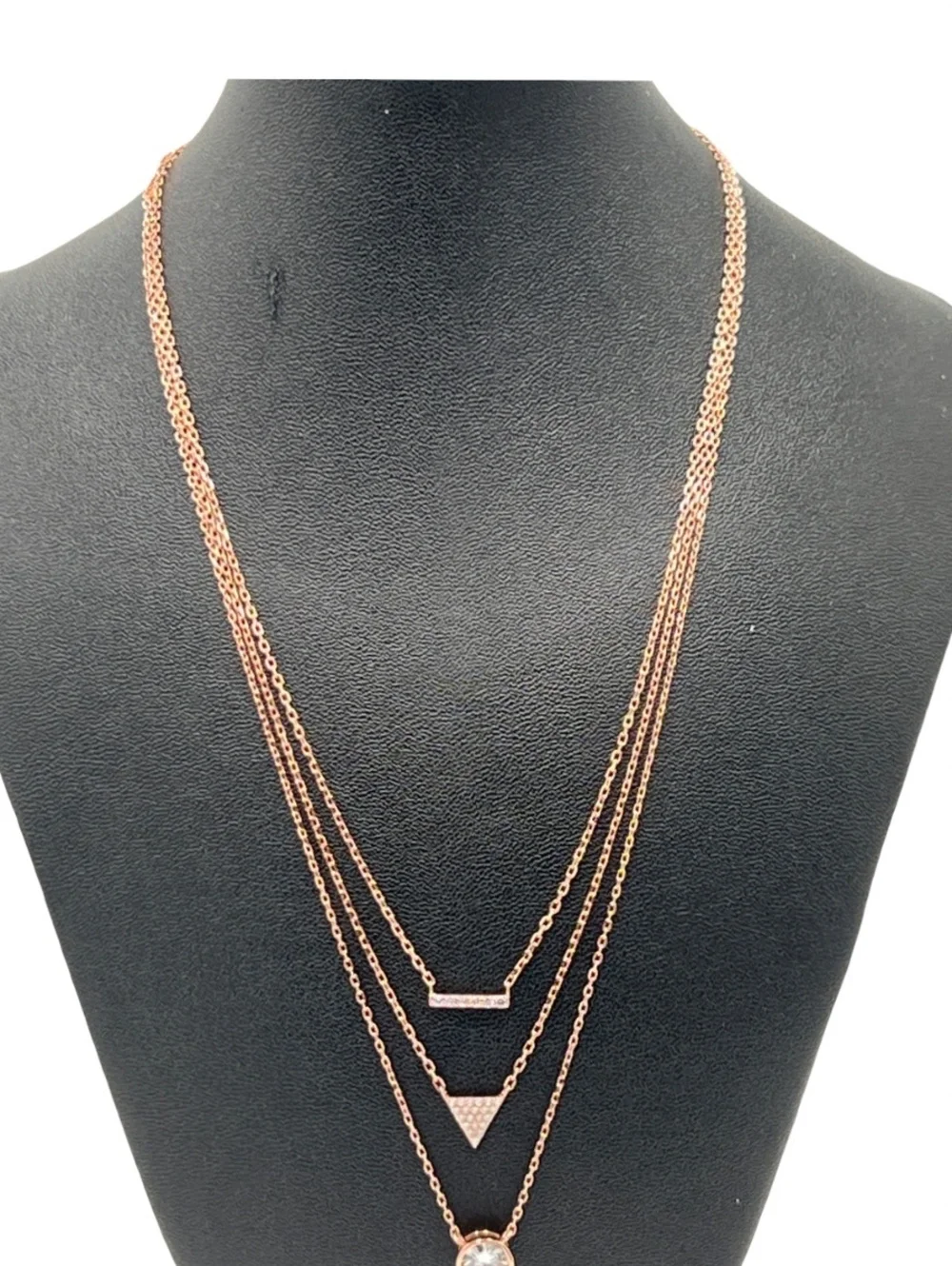 Set 3 Necklace CZ Rose Gold Over 925 Silver Layer Dainty